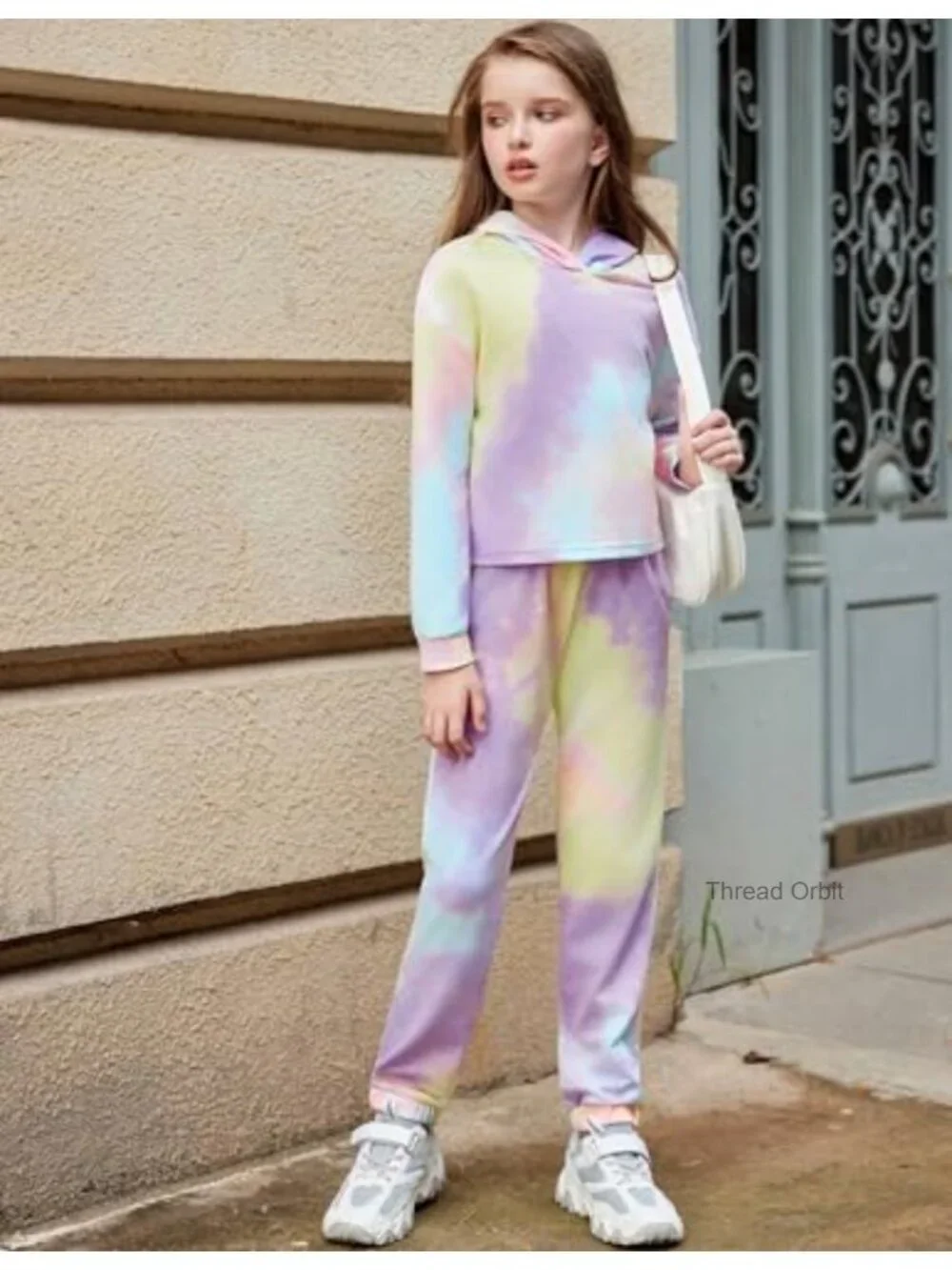 Girls Tie Dye 2 Piece Tracksuit Set Pullover Hoodie and Sweatpants with Pockets